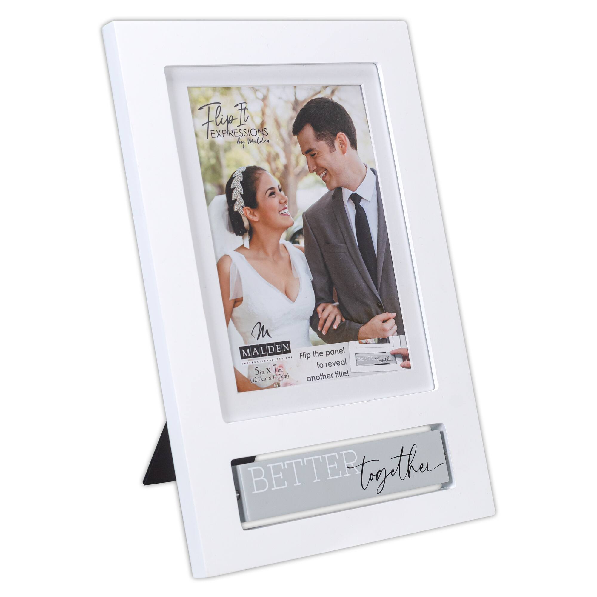 Malden International Designs Happily Ever After White 5" x 7" Flip It Frame